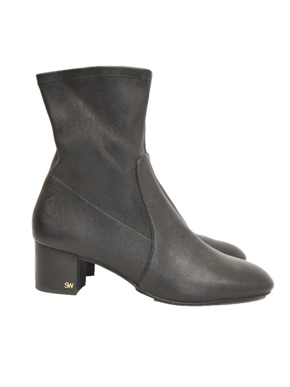 $700 STUART WEITZMAN Sofia GOLD SW Stretch Leather Sock Boots BLACK 10 (PD25)